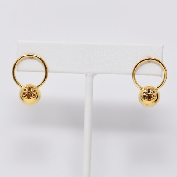 NWOT Tory Burch 16K Logo Bead Drop Earring - Picture 7 of 7